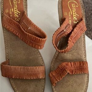Candie's Tan Intricate Woven Sandals